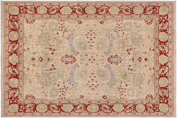 handmade Traditional Kafkaz Chobi Ziegler Beige Rust Hand Knotted RECTANGLE 100% WOOL area rug 9 x 12